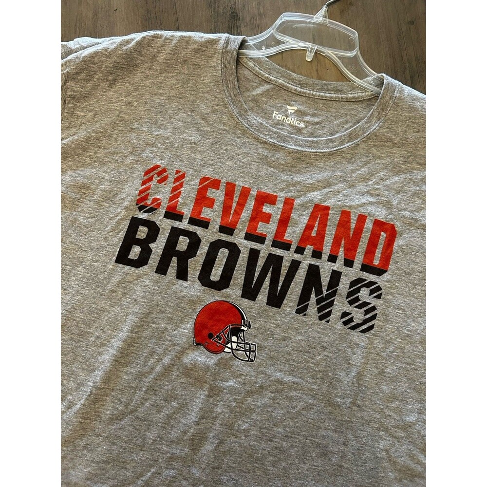 FANATICS NFL CLEVELAND BROWNS Football Cotton mens gray tshirt size XXL